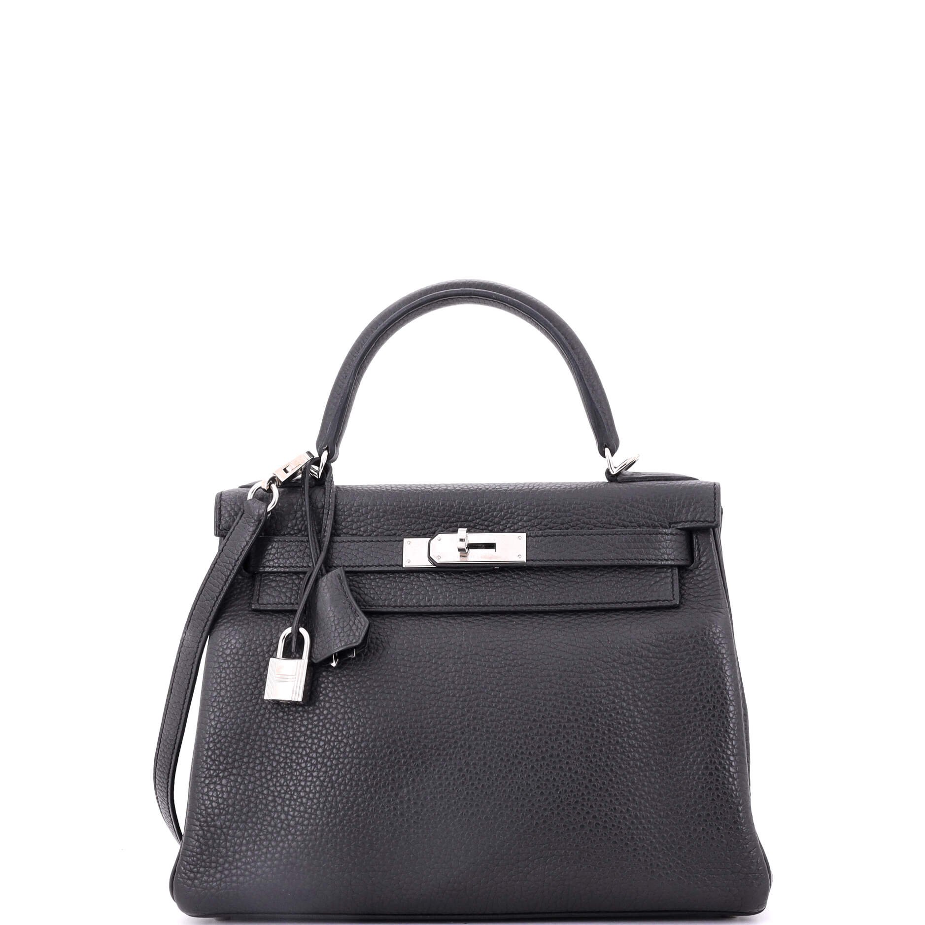 Hermes Kelly Handbag Grey Clemence with Palladium Hardware 28