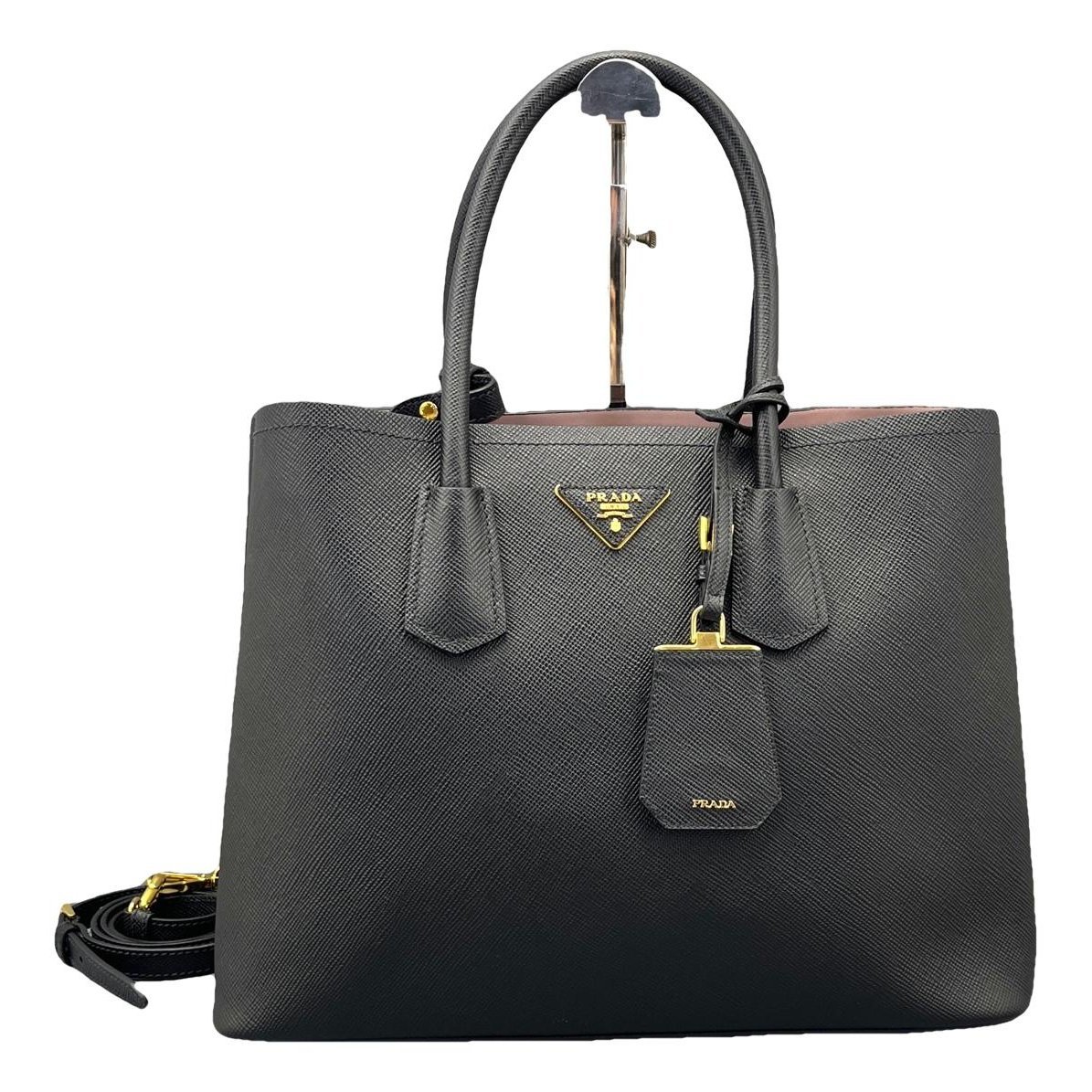 Double leather handbag