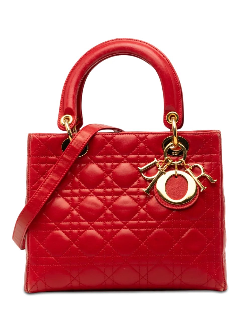 1997 Medium Lambskin Cannage Lady Dior satchel