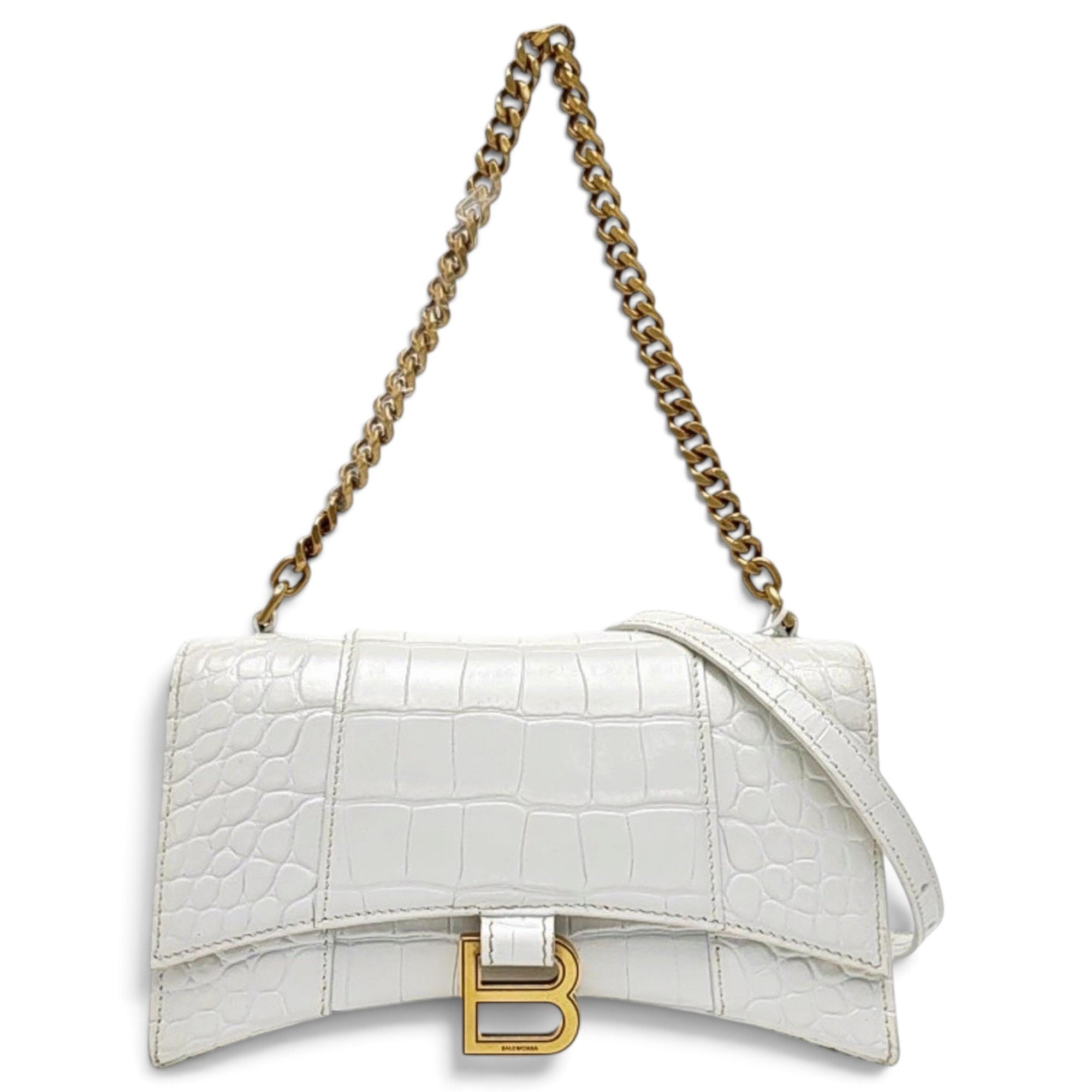 Hourglass leather handbag
