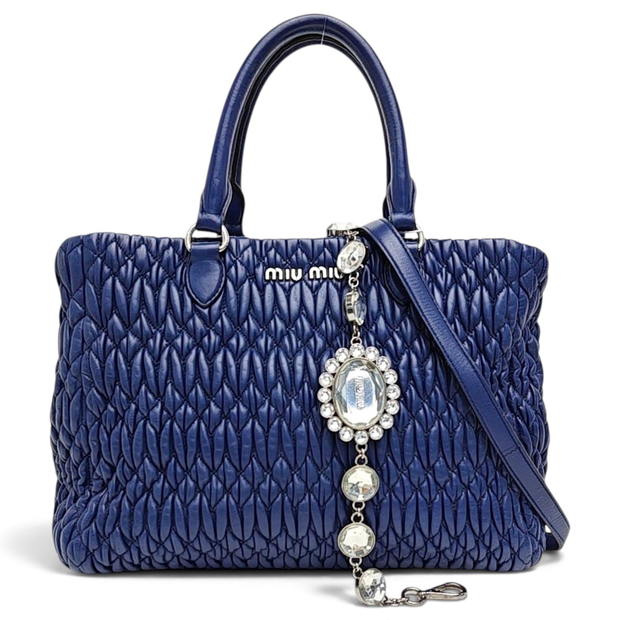 Miu Crystal leather handbag