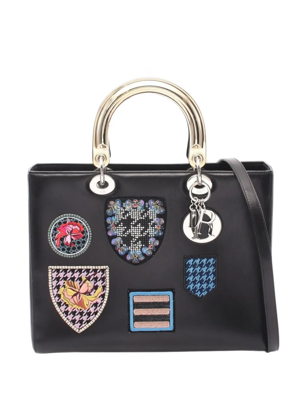 2010-2026 Large Calfskin Patch Embellished Lady Dior satchel