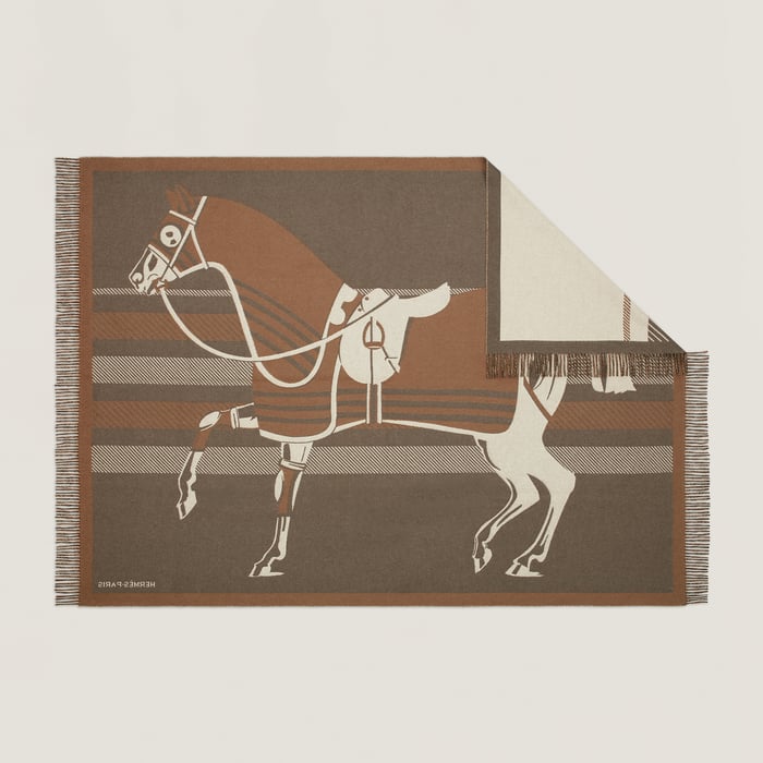 Brun Cheval a La Couverture Blanket