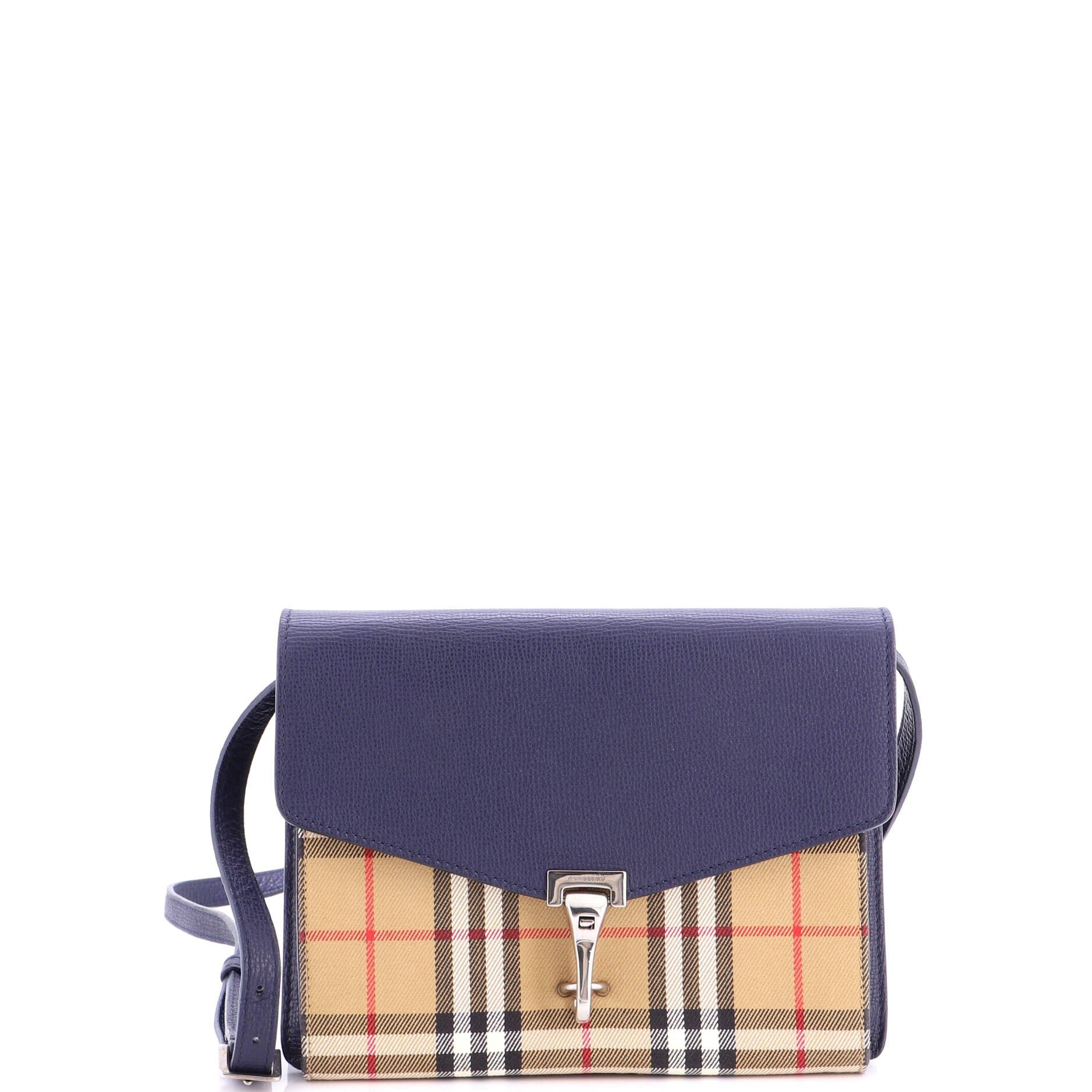 Macken Crossbody Bag Leather and Vintage Check Canvas Small