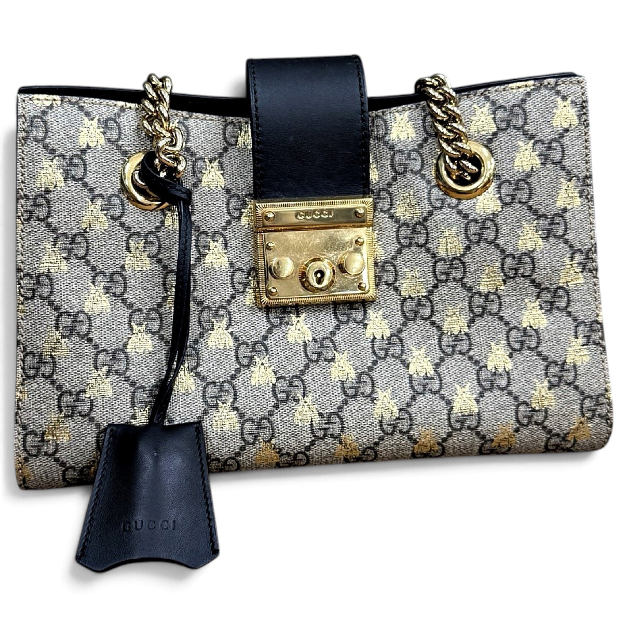 Padlock leather handbag