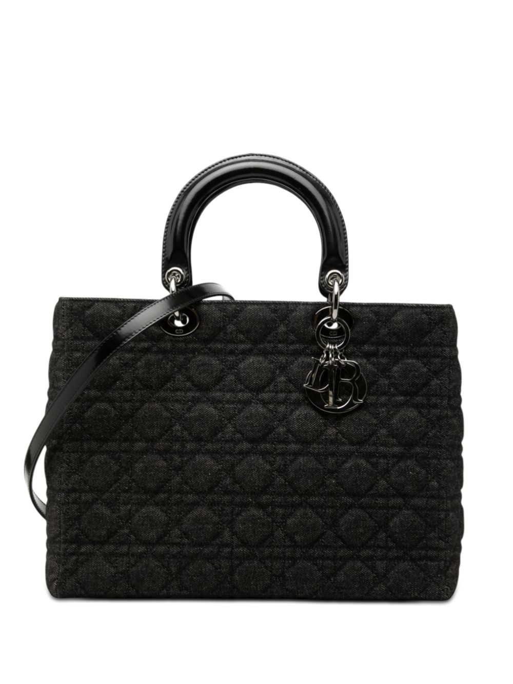 Dior 1999 Large Denim Cannage Lady Dior satchel
