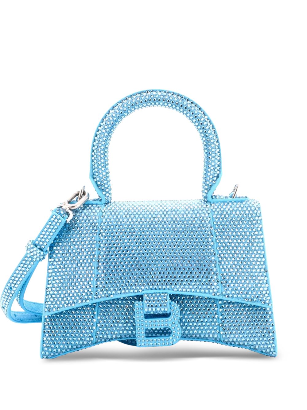 Hourglass Top Handle Bag Suede with Crystals XS crossbody bag