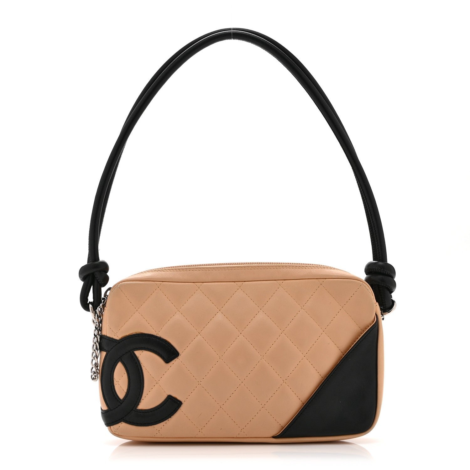 Chanel Calfskin Quilted Cambon Pochette Beige Black
