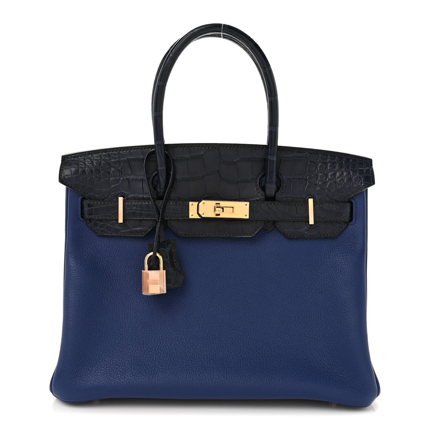Hermes Taurillon Novillo Matte Alligator Birkin Touch 30 Bleu Saphir Bleu Marine