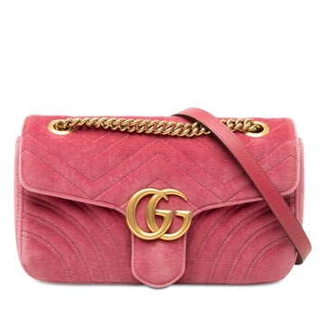 Medium GG Marmont Matelasse Velvet Shoulder Bag