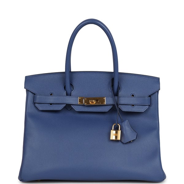 Hermes Pre-owned Hermes Birkin 30 Bleu Brighton Epsom Gold Hardware