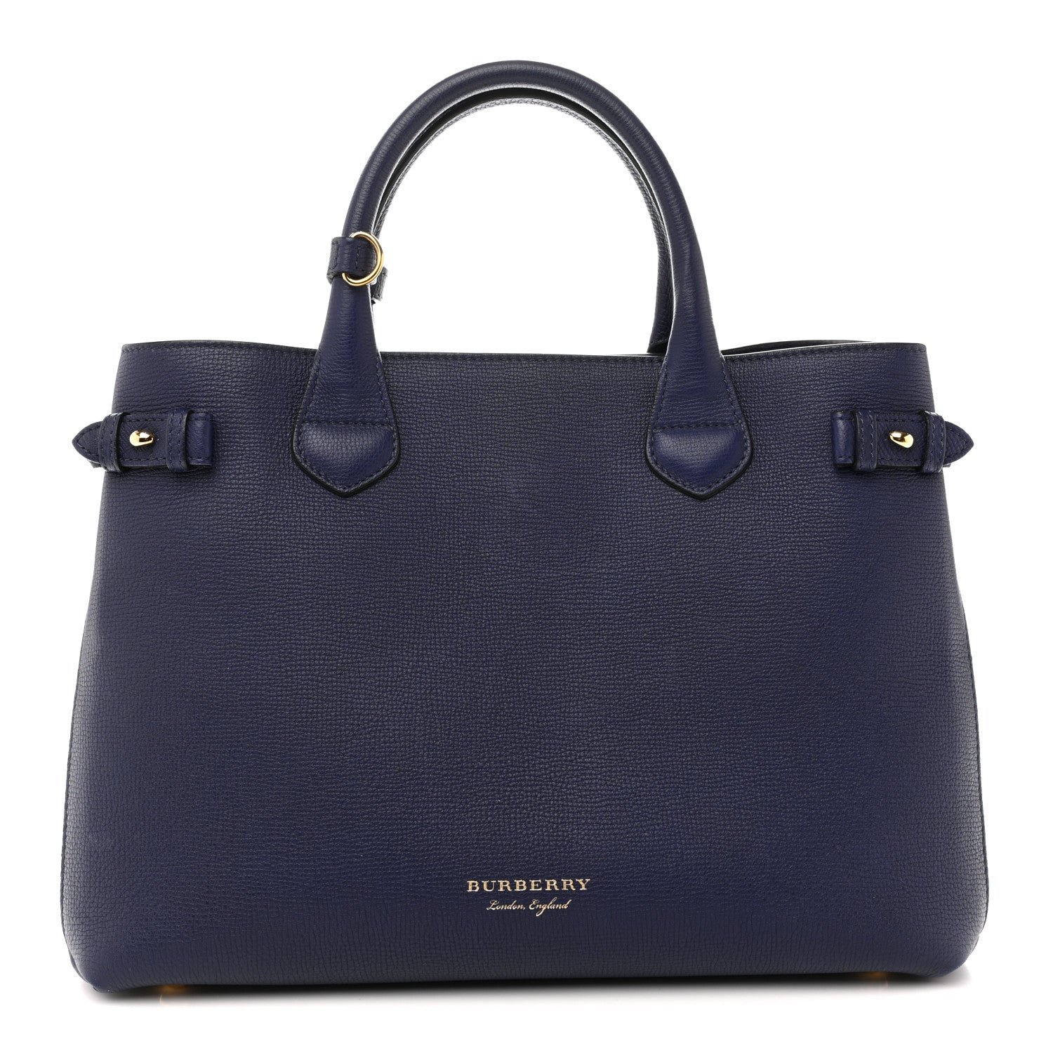 Burberry Burberry Derby Calfskin House Check Medium Banner Tote Ink Blue
