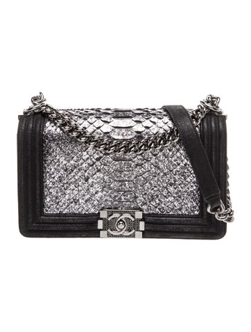 Medium Python Strass Boy Bag
