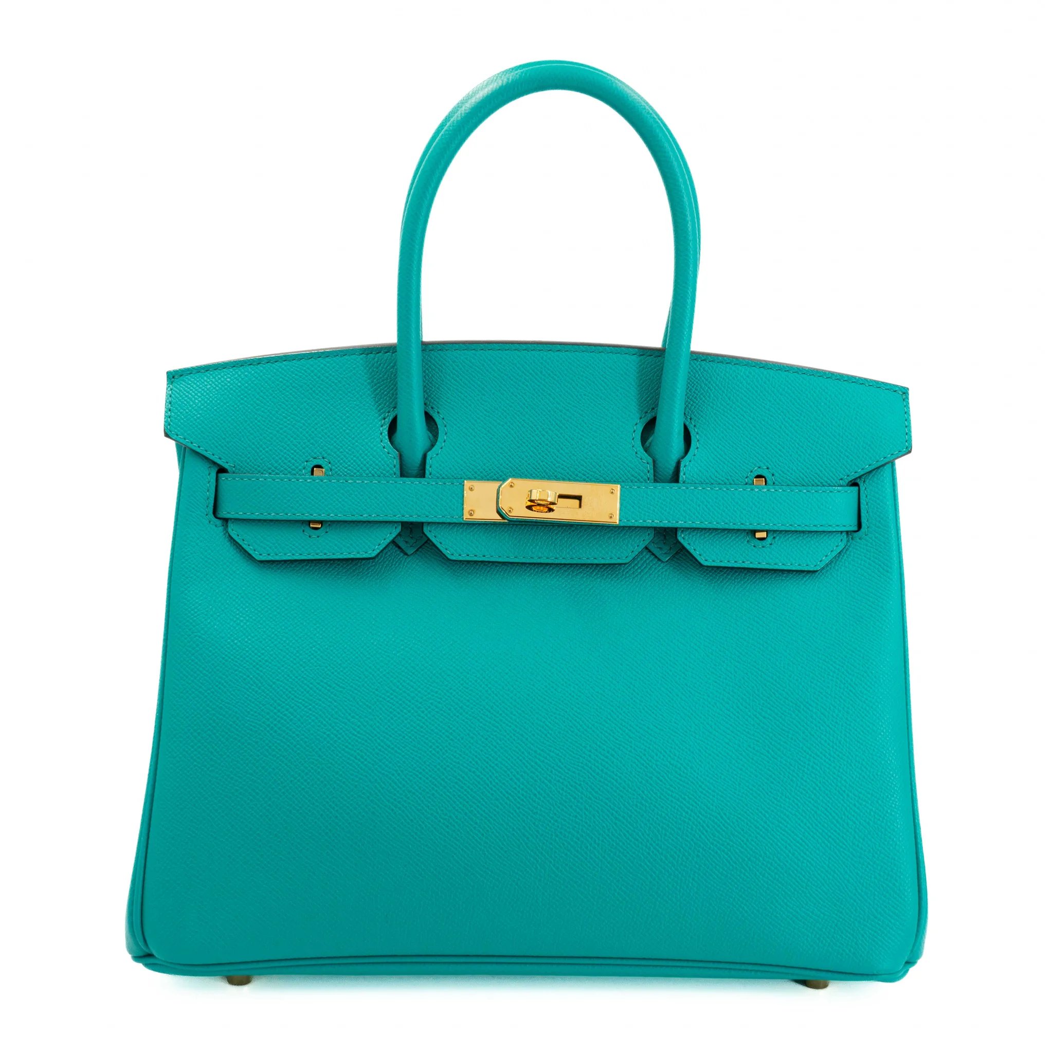 Very Good ( Rank A) HERMÈS Birkin 30 Bleu Paon (7F) Epsom Gold hardware X (2016)