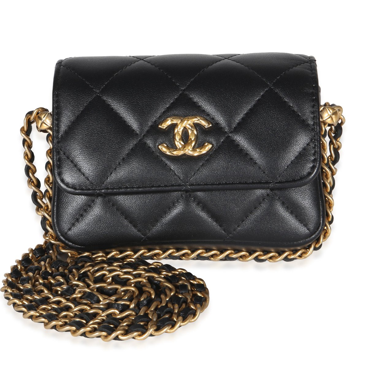 Black Quilted Lambskin CC Mini Clutch With Chain