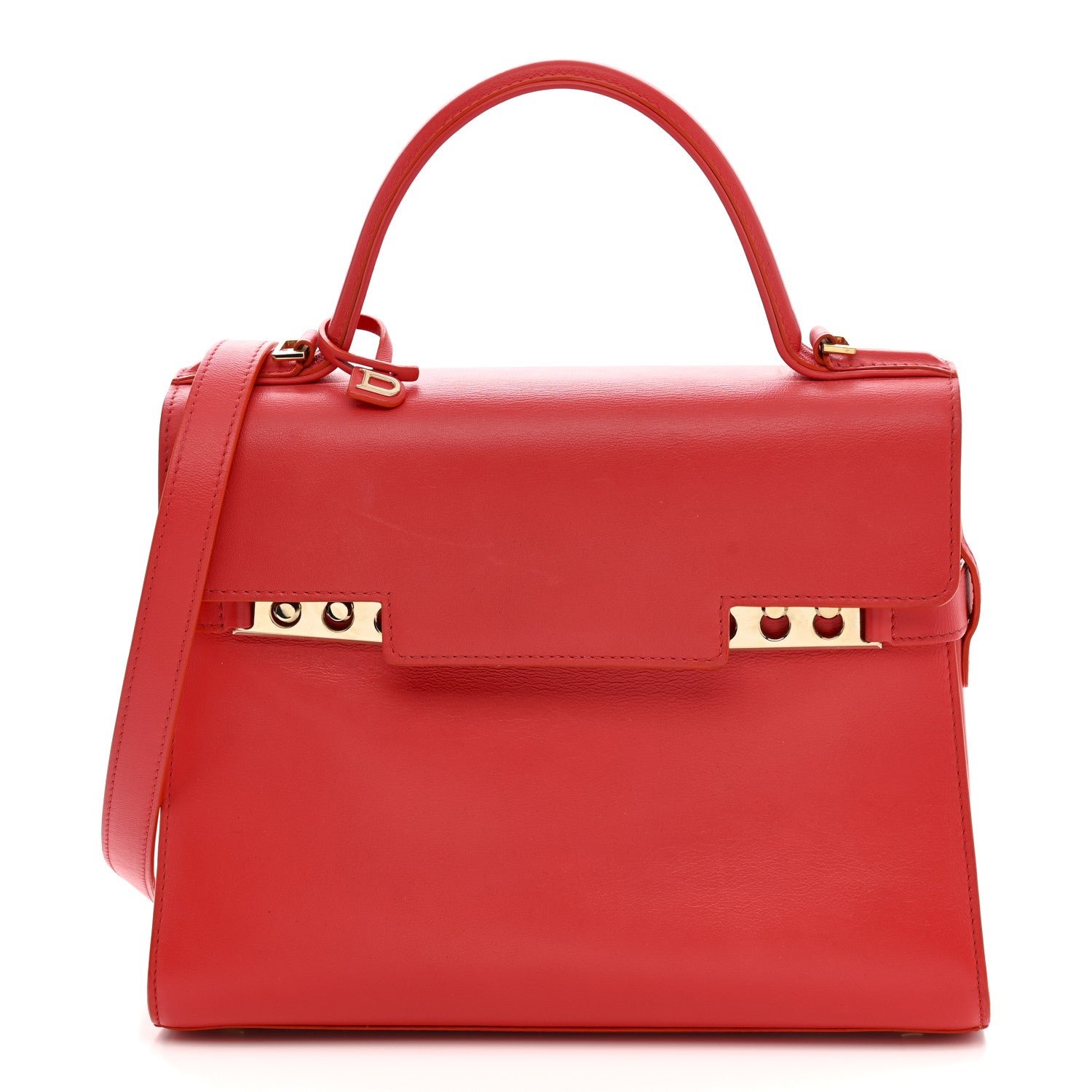 Delvaux Calfskin MM Tempete Satchel Coral