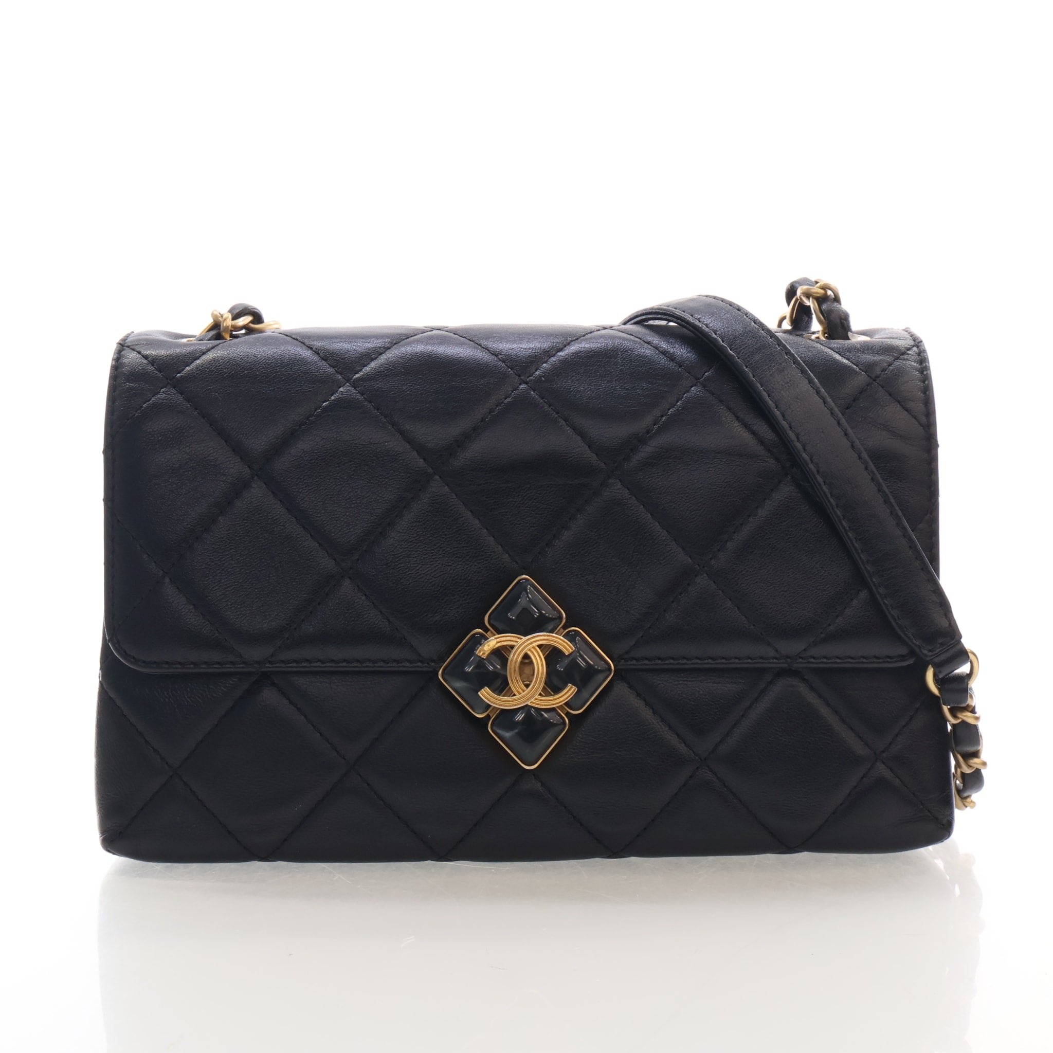 Chanel Small Calfskin Diamond Lock Flap Bag