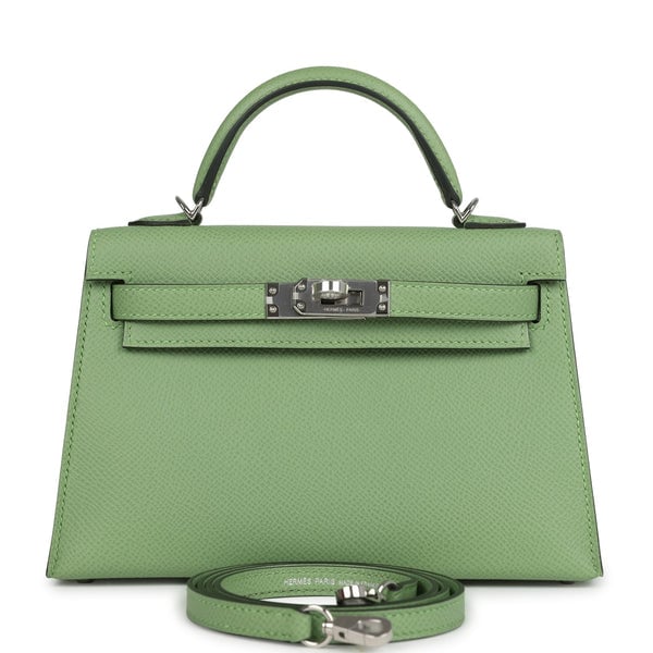 Hermes Hermes Kelly Sellier 20 Vert Criquet Epsom Palladium Hardware