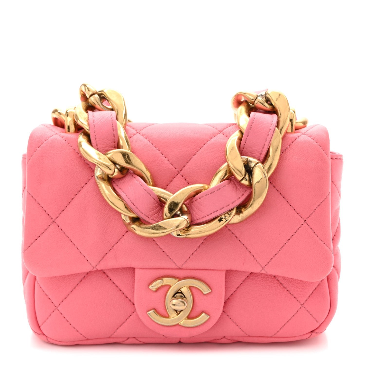 Chanel Lambskin Quilted Mini Funky Town Flap Pink