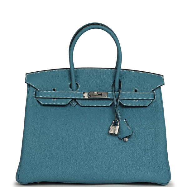 Hermes Birkin 35 Blue Jean Togo Palladium Hardware