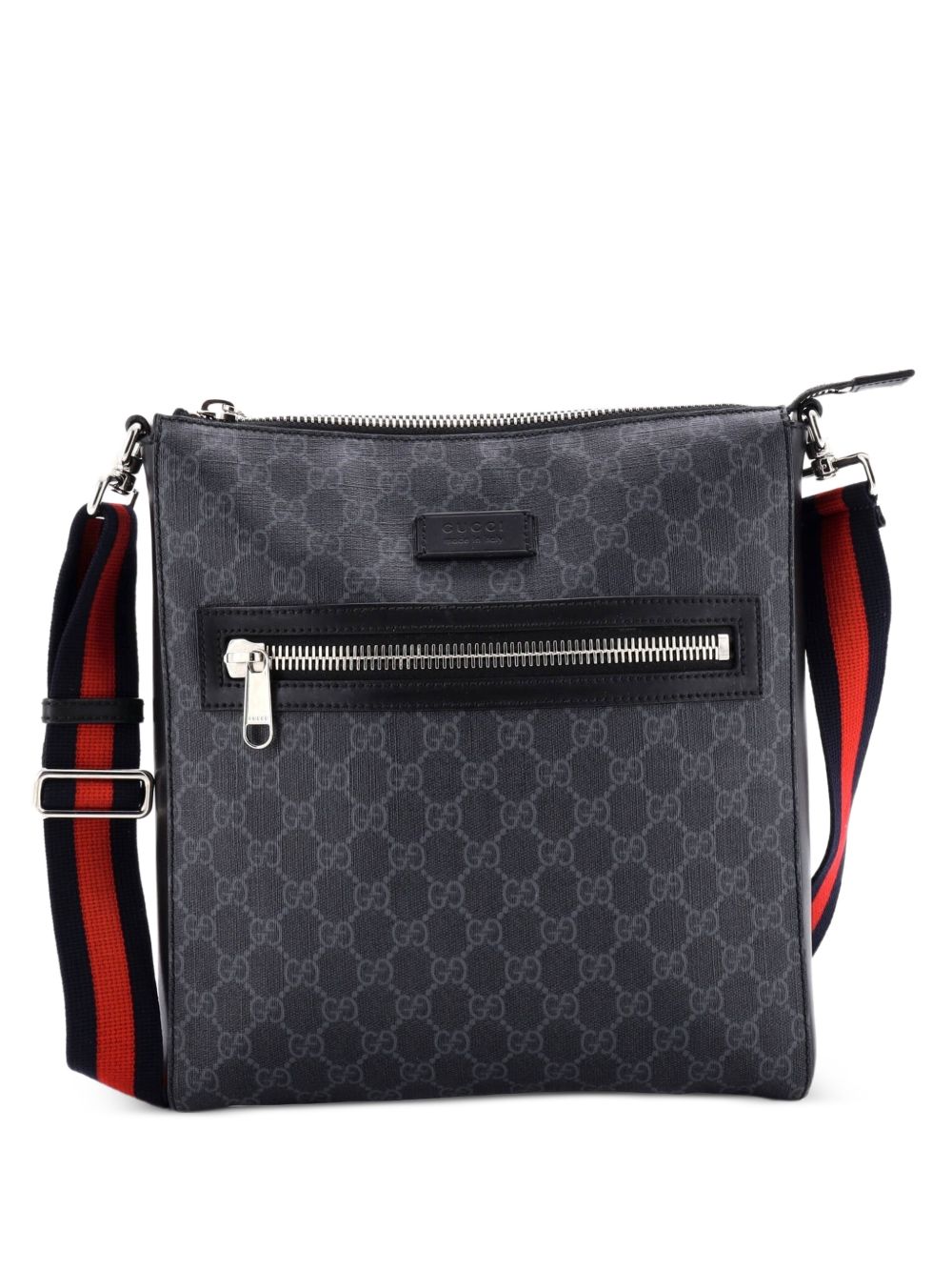 Web Strap Front Zip Messenger Bag GG Coated Canvas Medium crossbody bag