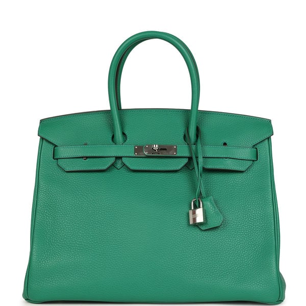 Hermes Pre-owned Hermes Birkin 35 Vert Vertigo Verso Clemence Palladium Hardware