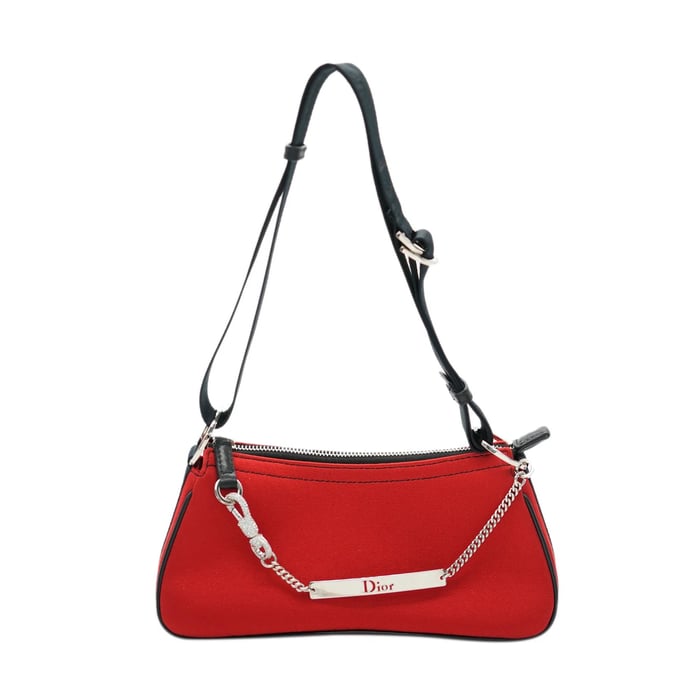 Dior Red Silk Jersey Crystal Hardcore Shoulder Bag