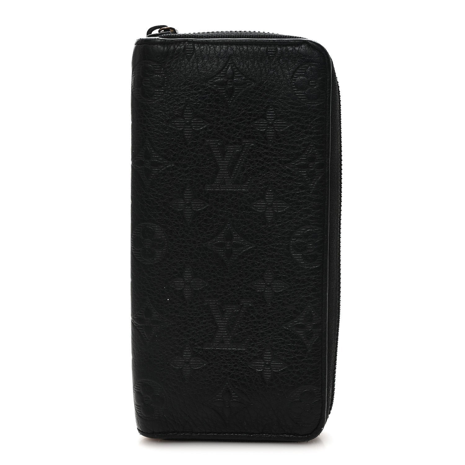 Louis Vuitton Calfskin Monogram Shadow Vertical Zippy Wallet Black