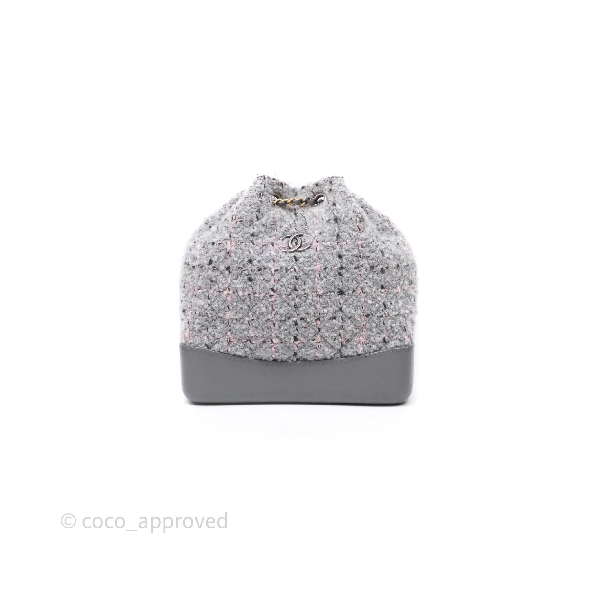 Chanel Gabrielle Small Backpack Grey Tweed Aged Calfskin