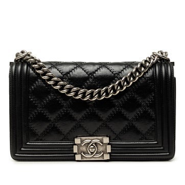 Old Medium Quilted Lambskin Double Stitch Boy Flap