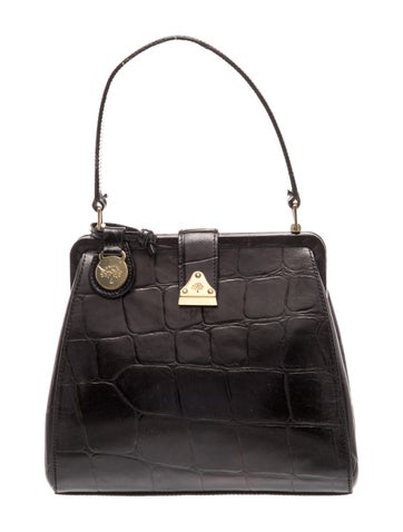 Embossed Leather Top Handle Bag