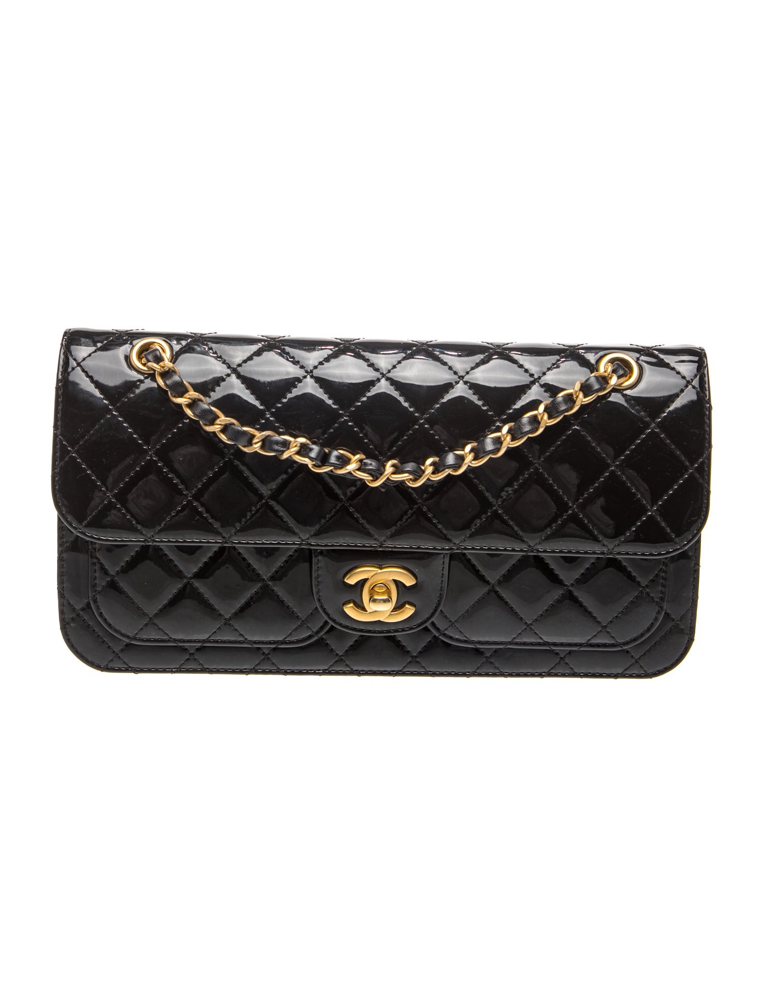 2025 Quilted Patent Double Pocket Flap Bag