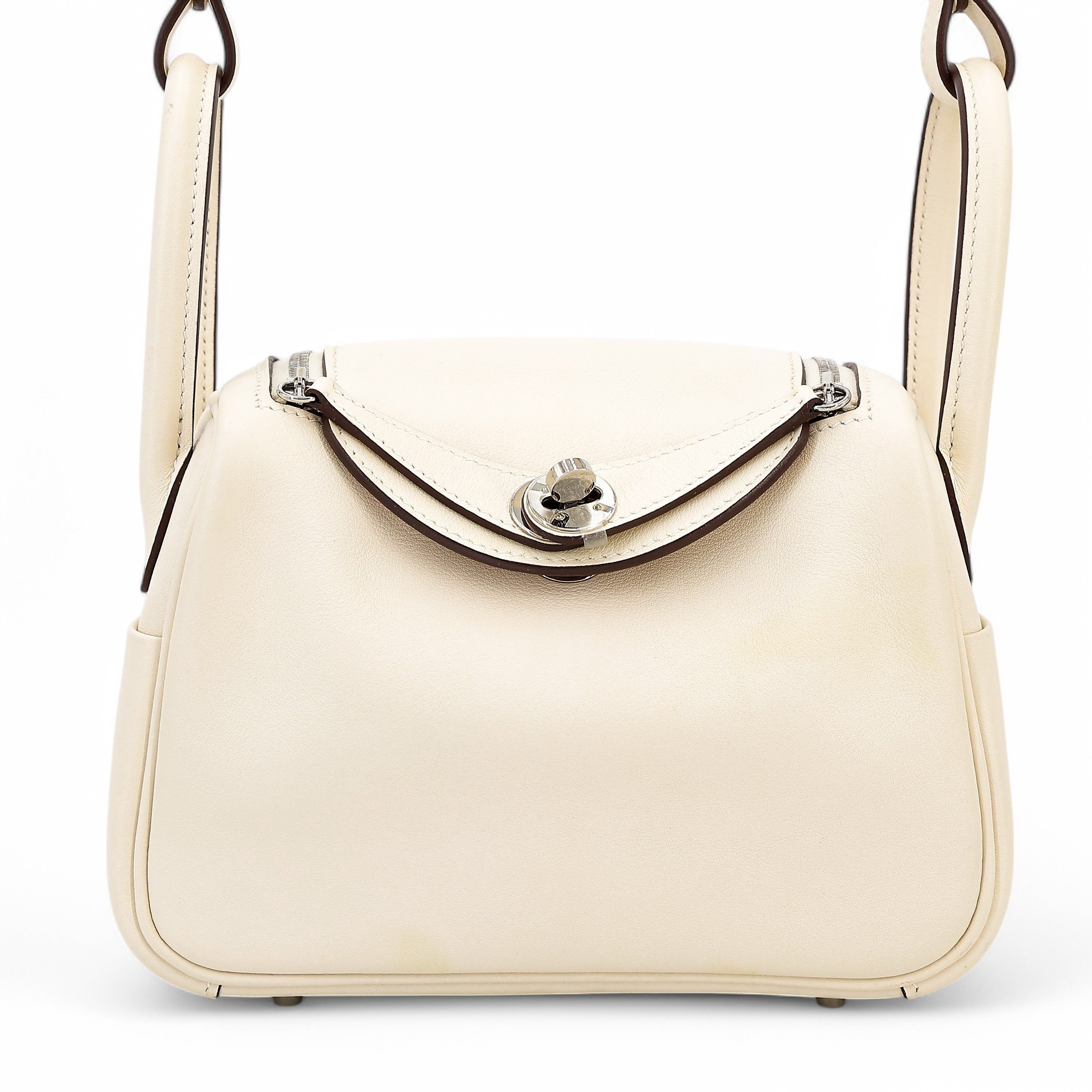 Very Good ( Rank A) HERMÈS Mini Lindy Nata (I2) Sesame (2S) Swift Palladium hardware Z (2021)