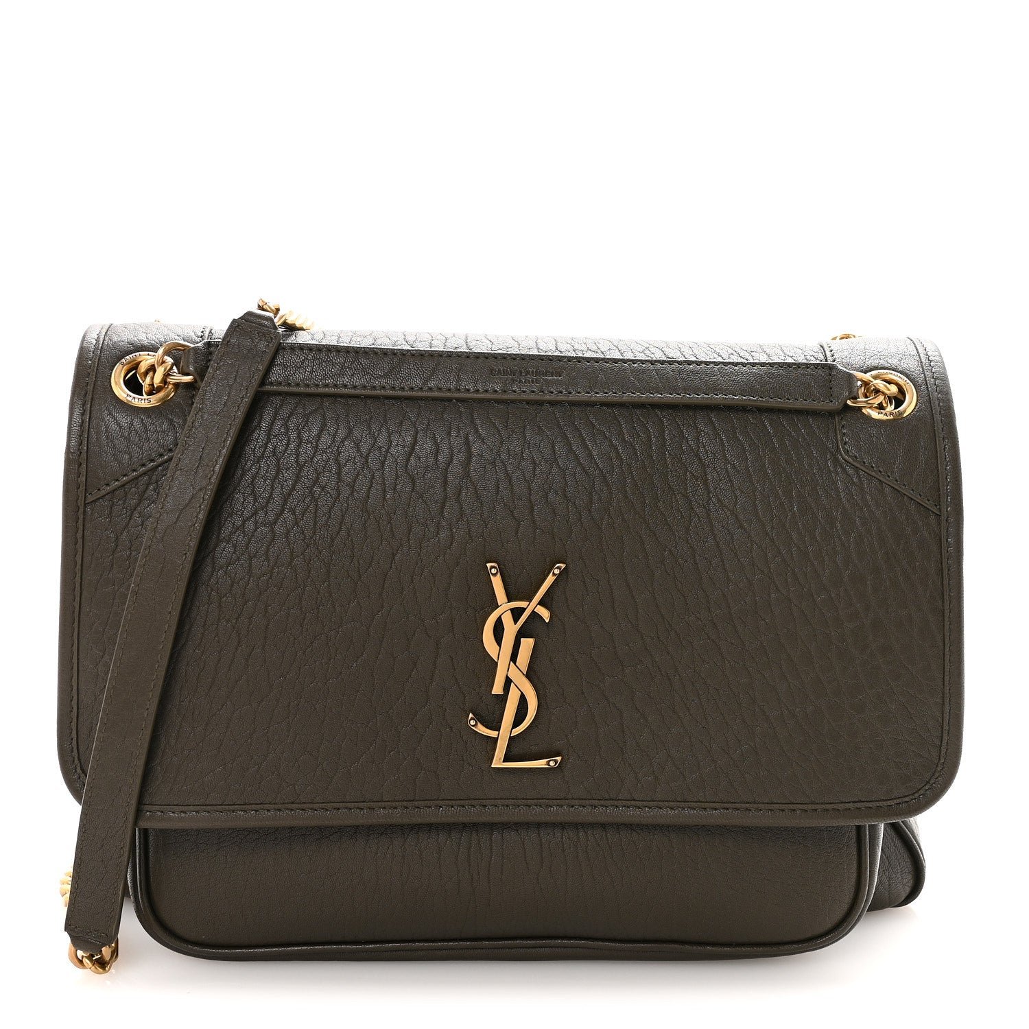 Saint Laurent Grained Lambskin Monogram Large Niki Chain Satchel Light Musk