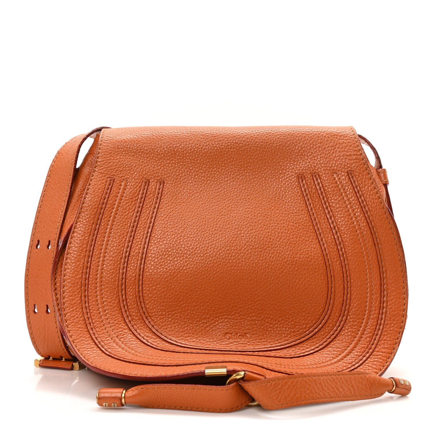 Chloe Calfskin Medium Marcie Round Crossbody Bag Indian Summer