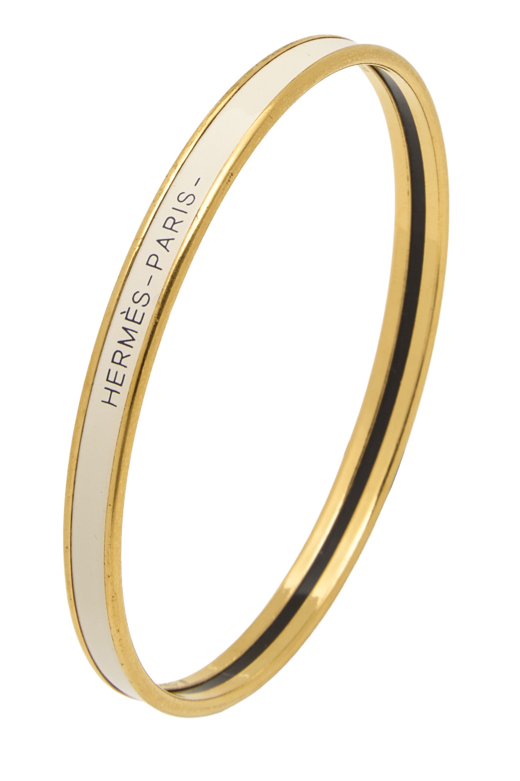 White Gold Enamel Uni Bangle Extra-Narrow