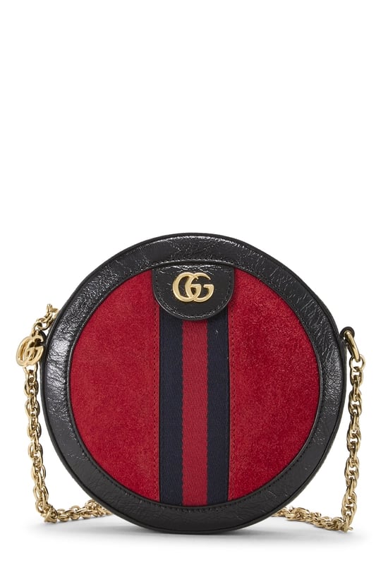 Black Suede Ophidia Round Shoulder Bag Mini