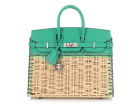 Hermes Hermès Naturel Wicker and Menthe Swift Picnic Birkin 25