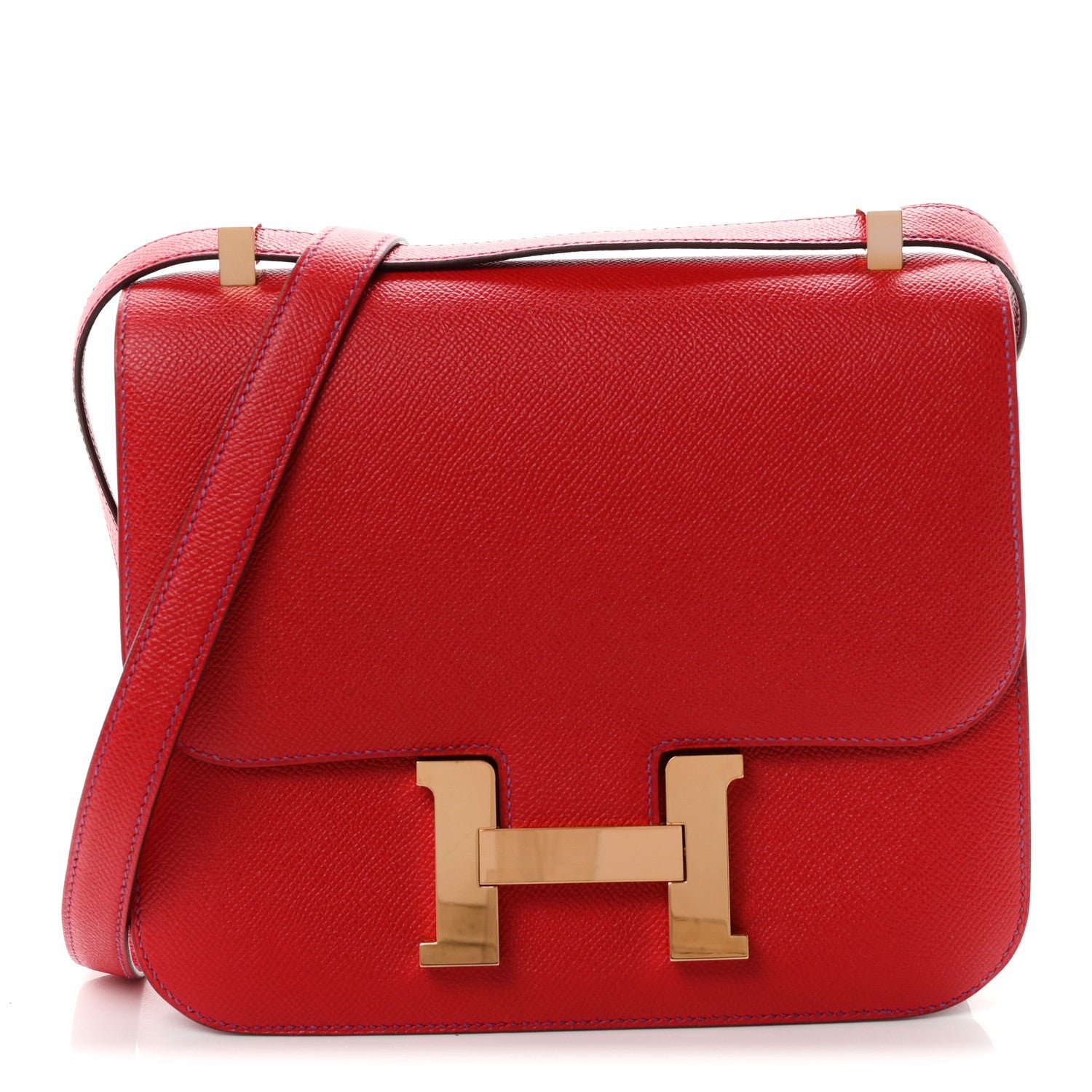 Hermes Hermes Epsom Horseshoe Verso Constance 24 Rouge Casaque Anemone