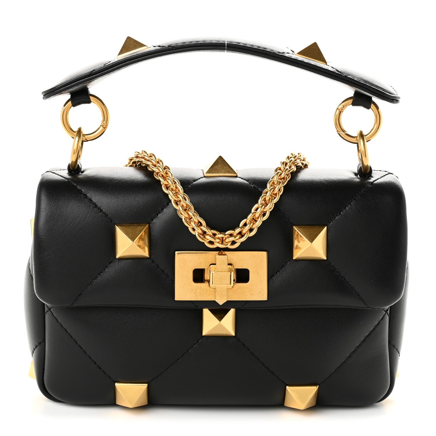 Valentino Garavani Nappa Small Roman Stud Shoulder Bag Black