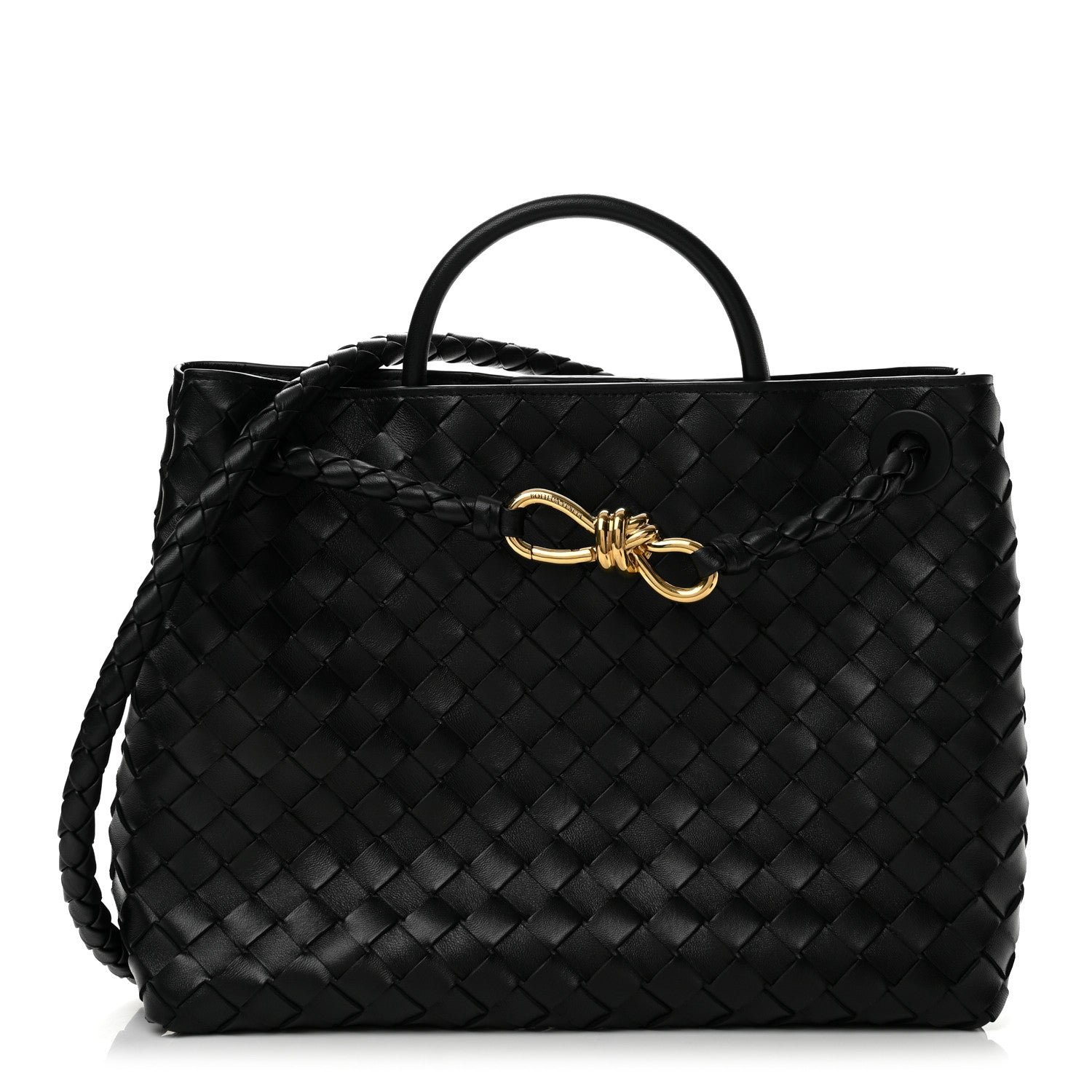 Bottega Veneta Nappa Intrecciato Medium Andiamo Shoulder Bag Black