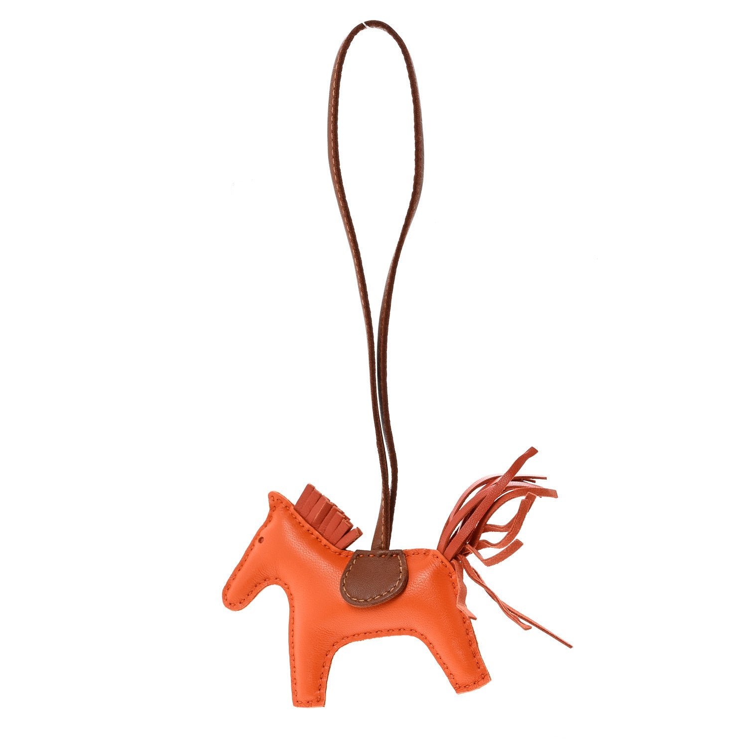 Hermes Hermes Milo Lambskin Grigri Rodeo Horse Bag Charm PM Feu Cornaline Fauve