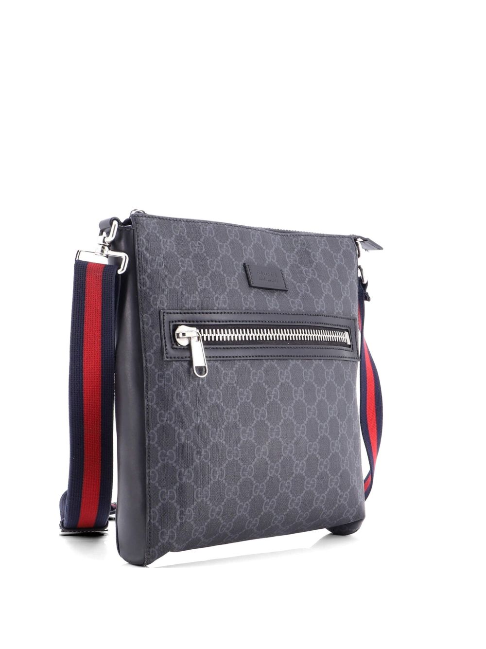 Web Strap Front Zip Messenger Bag GG Coated Canvas Medium crossbody bag