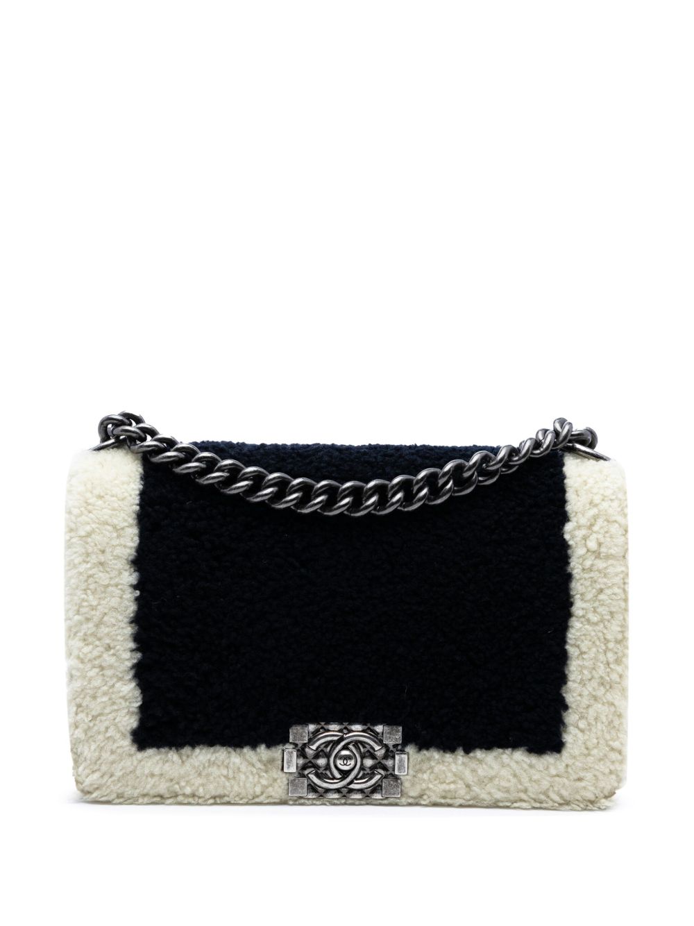 2015-2016 Old Medium Bicolor Shearling Boy Flap crossbody bag