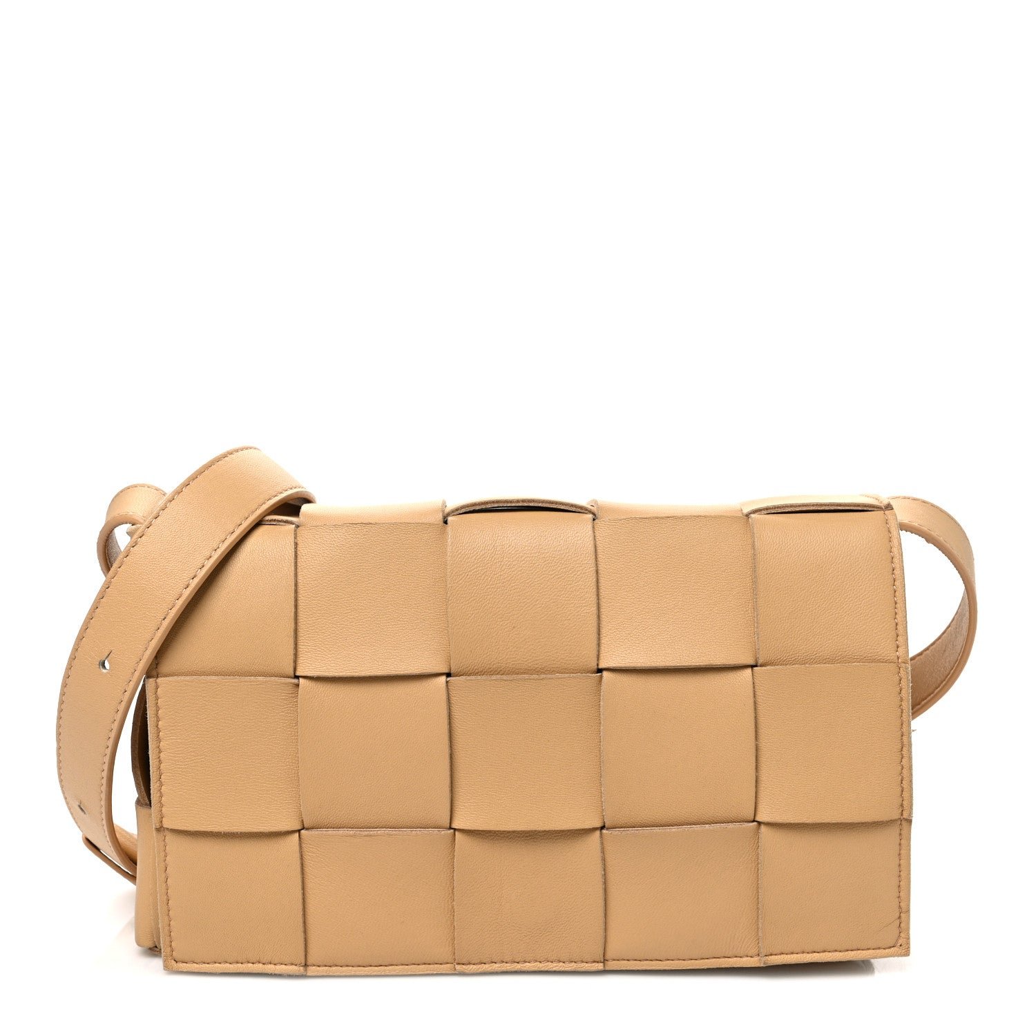 Lambskin Maxi Intrecciato Cassette Crossbody Bag Almond