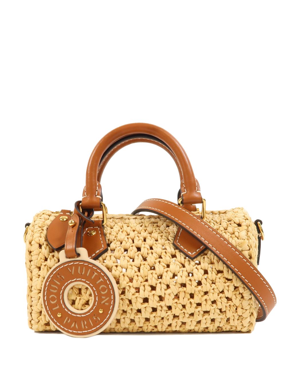 Nano Speedy raffia shoulder bag
