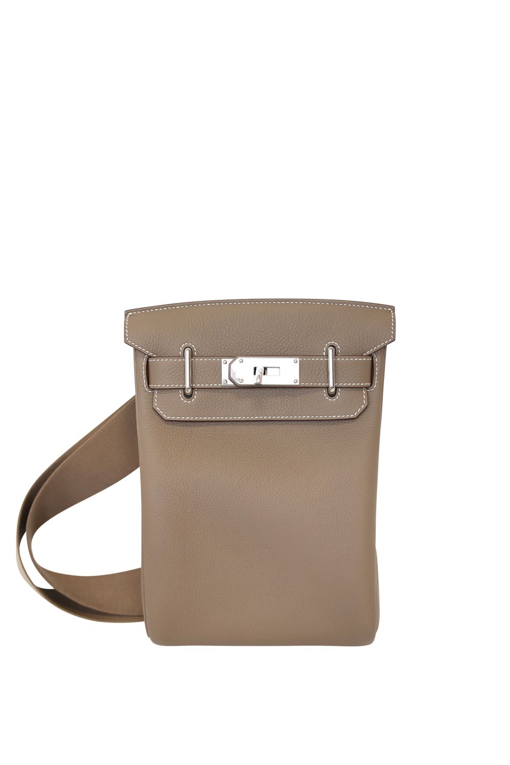 Hermes Hac a Dos PM Backpack Bag with Accessory Pouch, Beige Etoupe Togo Leather and Palladium Hardware, G 2026 Stamp, New in Box WA001