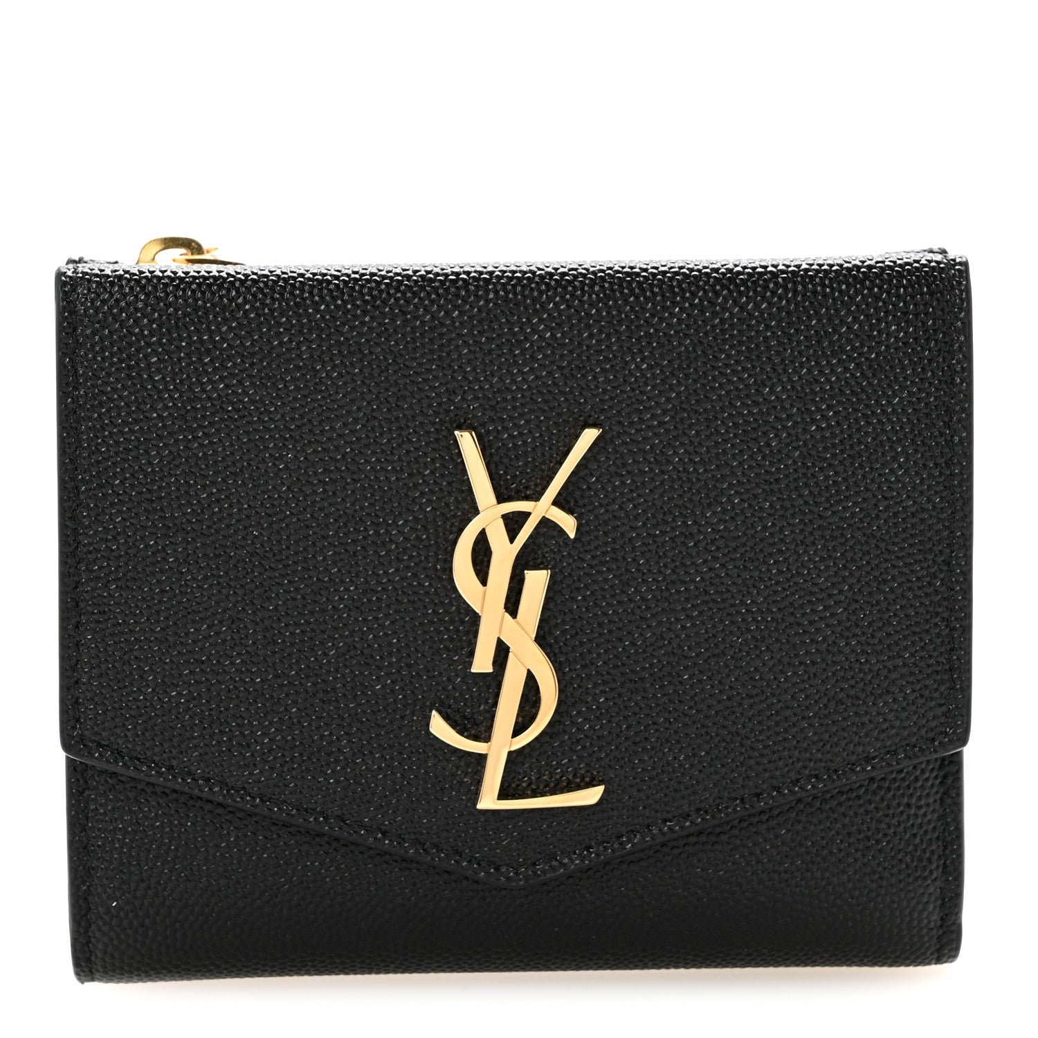 Saint Laurent Grain De Poudre Monogram Bi-Fold Wallet Black