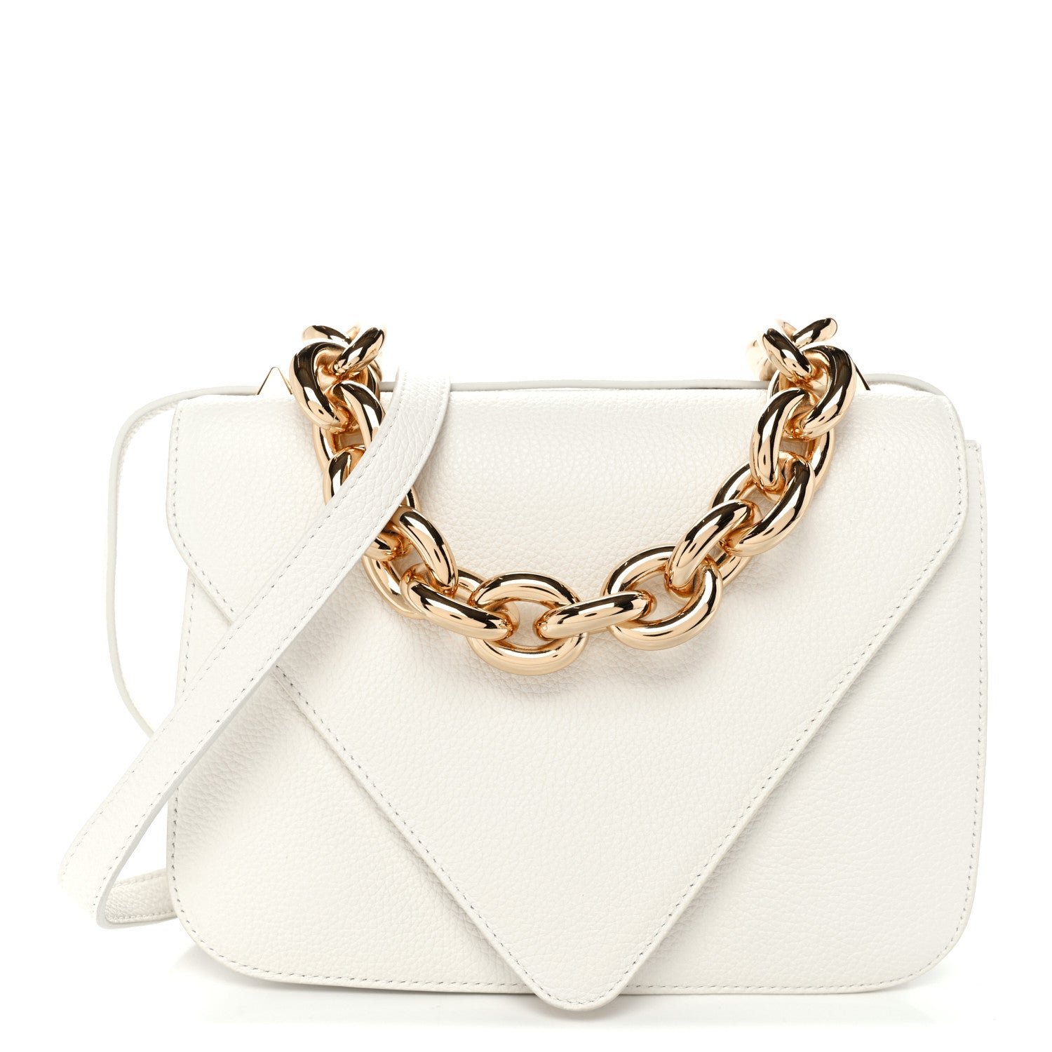 Bottega Veneta Calfskin Mount Envelope Bag White