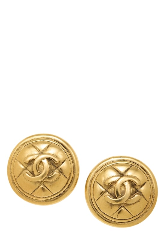 Gold Quilted Round Earrings Large